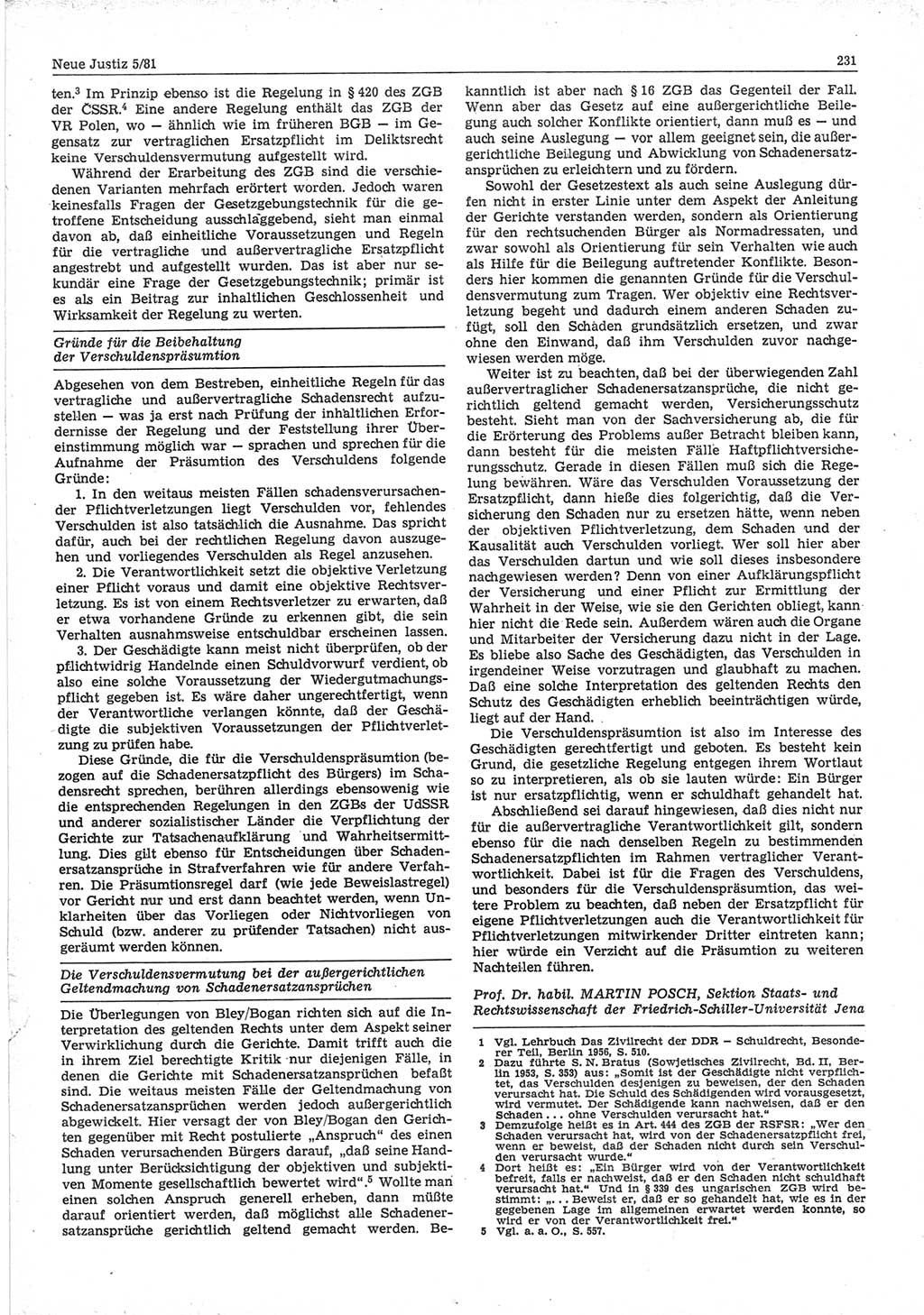 Neue Justiz (NJ), Zeitschrift für sozialistisches Recht und Gesetzlichkeit [Deutsche Demokratische Republik (DDR)], 35. Jahrgang 1981, Seite 231 (NJ DDR 1981, S. 231)