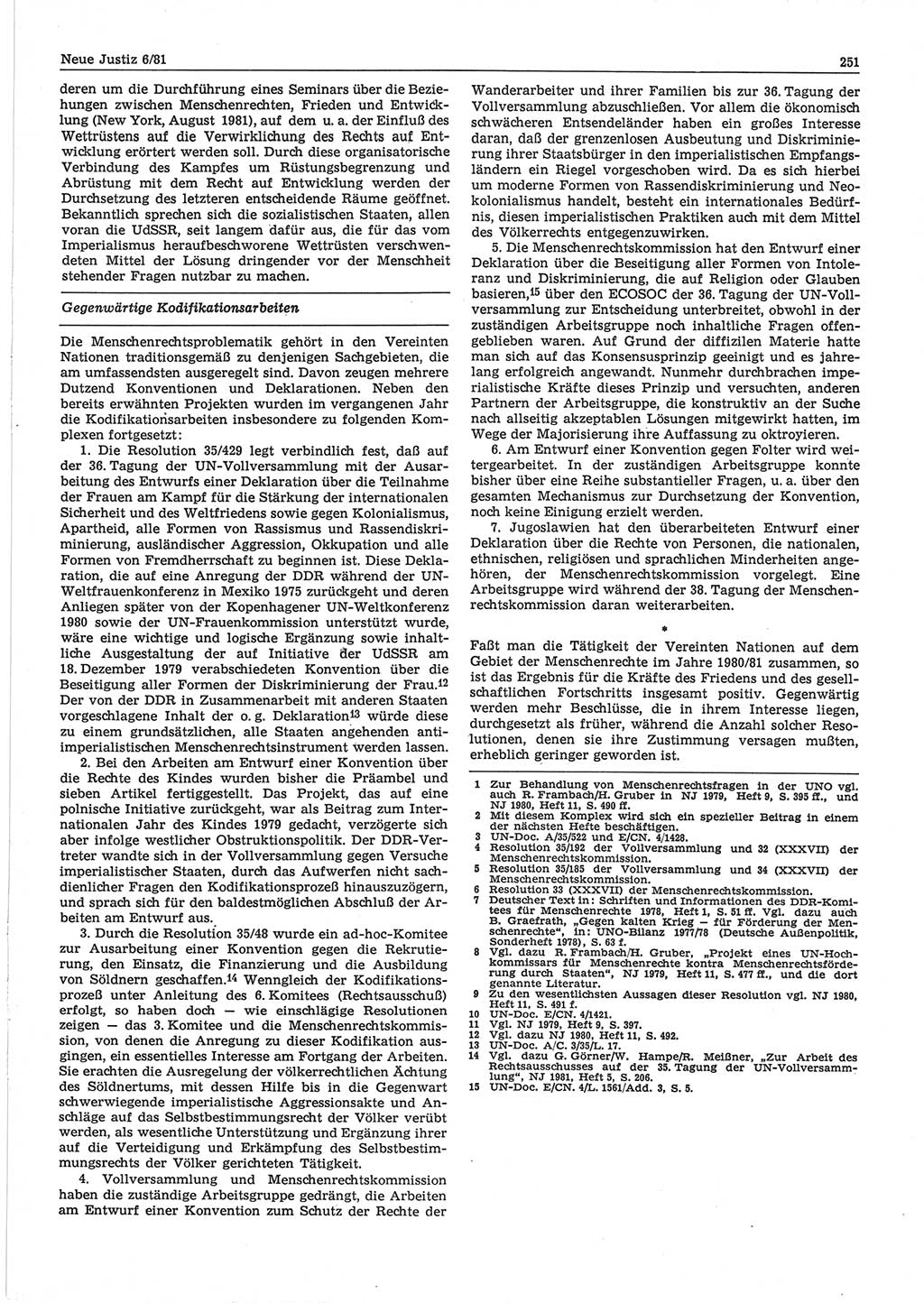 Neue Justiz (NJ), Zeitschrift für sozialistisches Recht und Gesetzlichkeit [Deutsche Demokratische Republik (DDR)], 35. Jahrgang 1981, Seite 251 (NJ DDR 1981, S. 251)