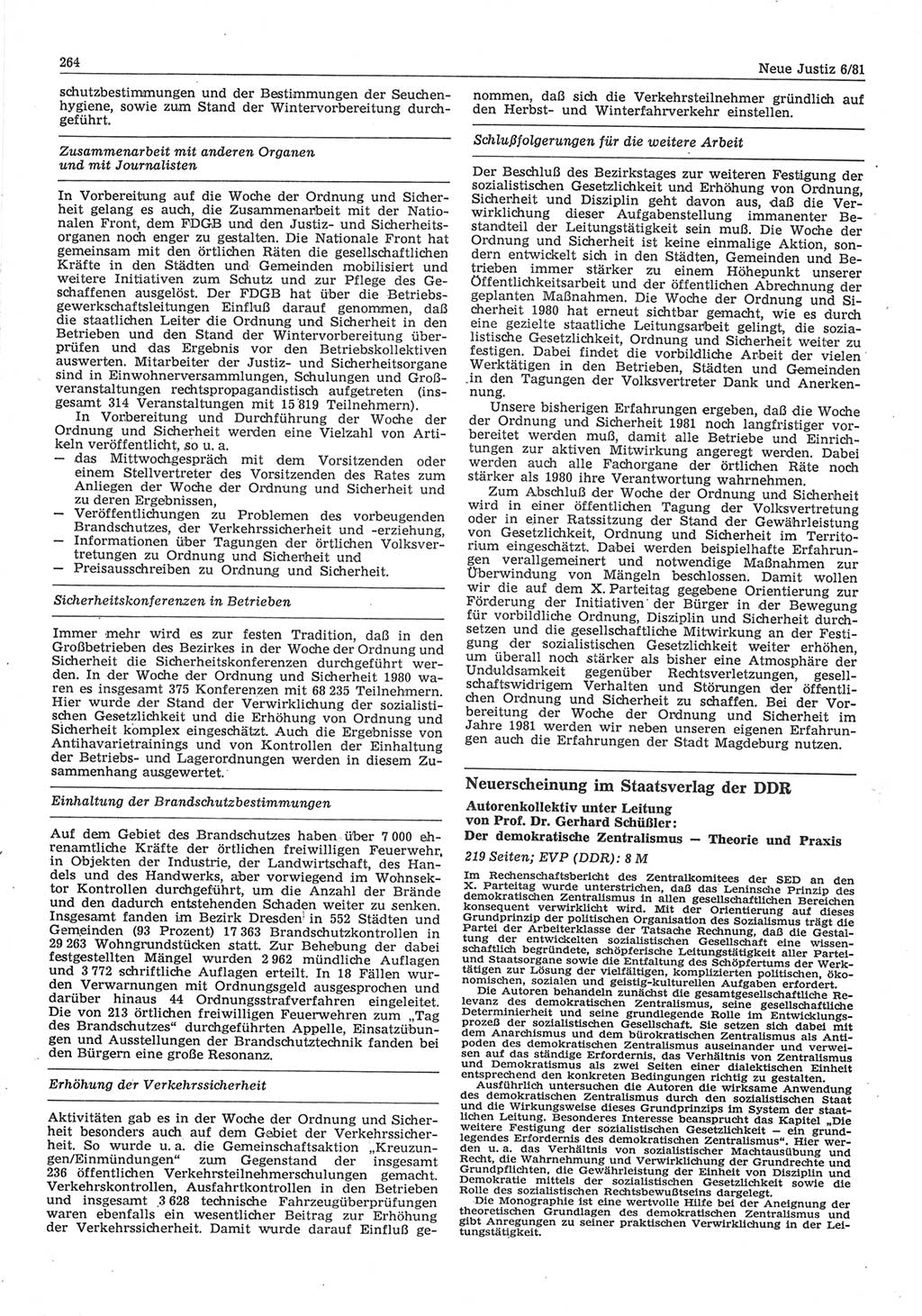 Neue Justiz (NJ), Zeitschrift für sozialistisches Recht und Gesetzlichkeit [Deutsche Demokratische Republik (DDR)], 35. Jahrgang 1981, Seite 264 (NJ DDR 1981, S. 264)