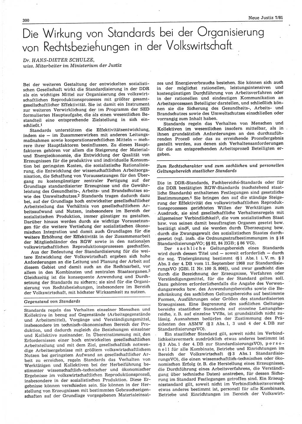 Neue Justiz (NJ), Zeitschrift für sozialistisches Recht und Gesetzlichkeit [Deutsche Demokratische Republik (DDR)], 35. Jahrgang 1981, Seite 300 (NJ DDR 1981, S. 300)