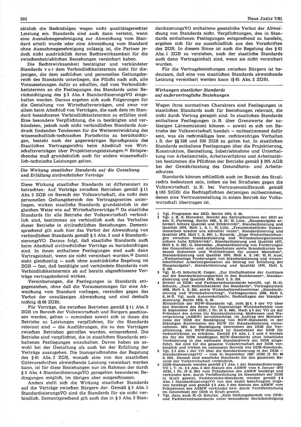 Neue Justiz (NJ), Zeitschrift für sozialistisches Recht und Gesetzlichkeit [Deutsche Demokratische Republik (DDR)], 35. Jahrgang 1981, Seite 302 (NJ DDR 1981, S. 302)