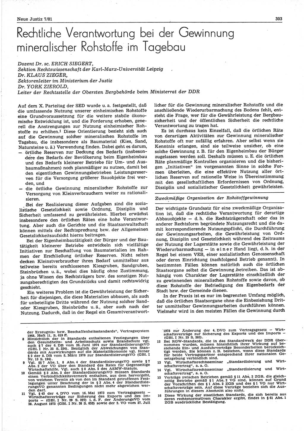 Neue Justiz (NJ), Zeitschrift für sozialistisches Recht und Gesetzlichkeit [Deutsche Demokratische Republik (DDR)], 35. Jahrgang 1981, Seite 303 (NJ DDR 1981, S. 303)