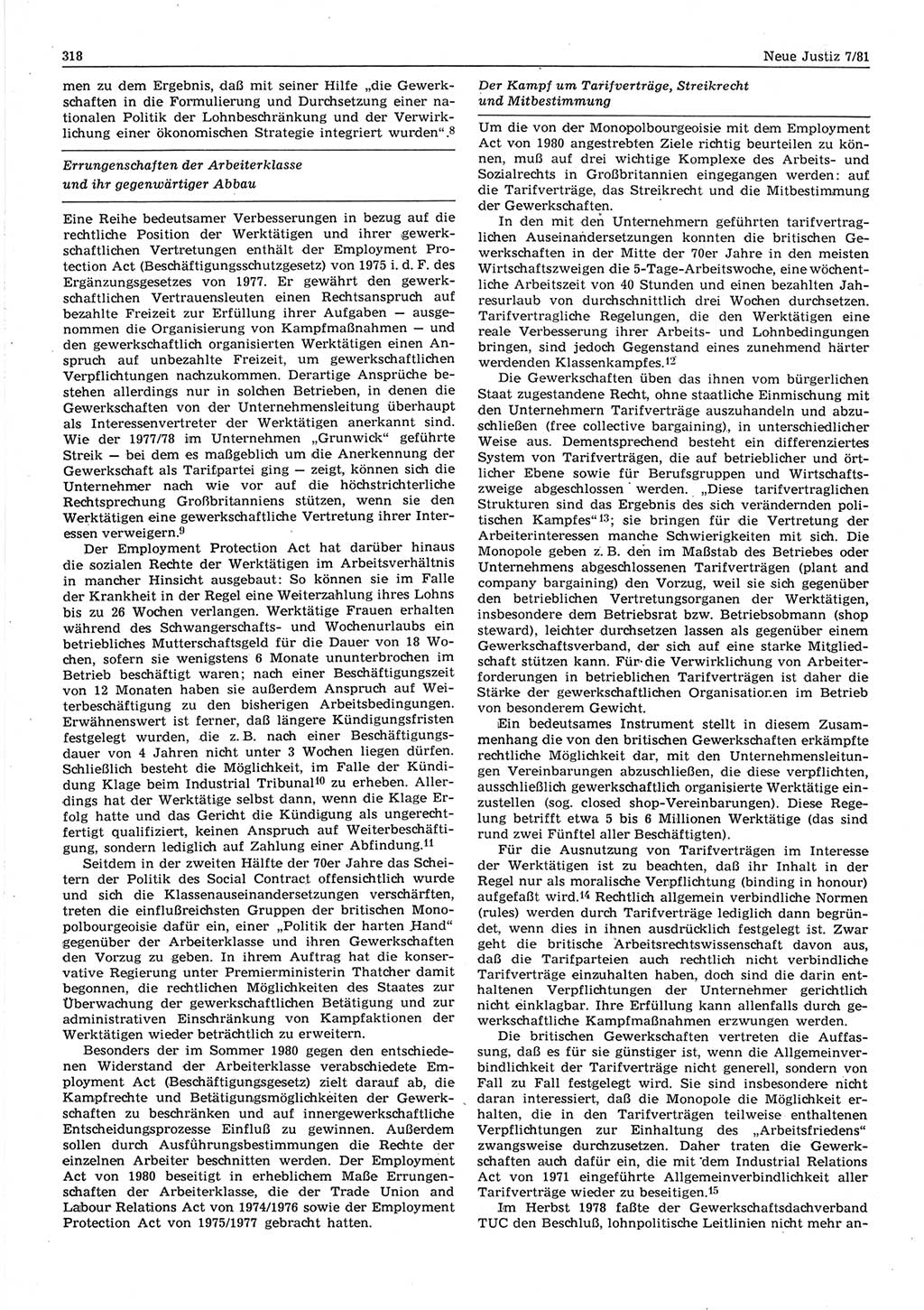 Neue Justiz (NJ), Zeitschrift für sozialistisches Recht und Gesetzlichkeit [Deutsche Demokratische Republik (DDR)], 35. Jahrgang 1981, Seite 318 (NJ DDR 1981, S. 318)