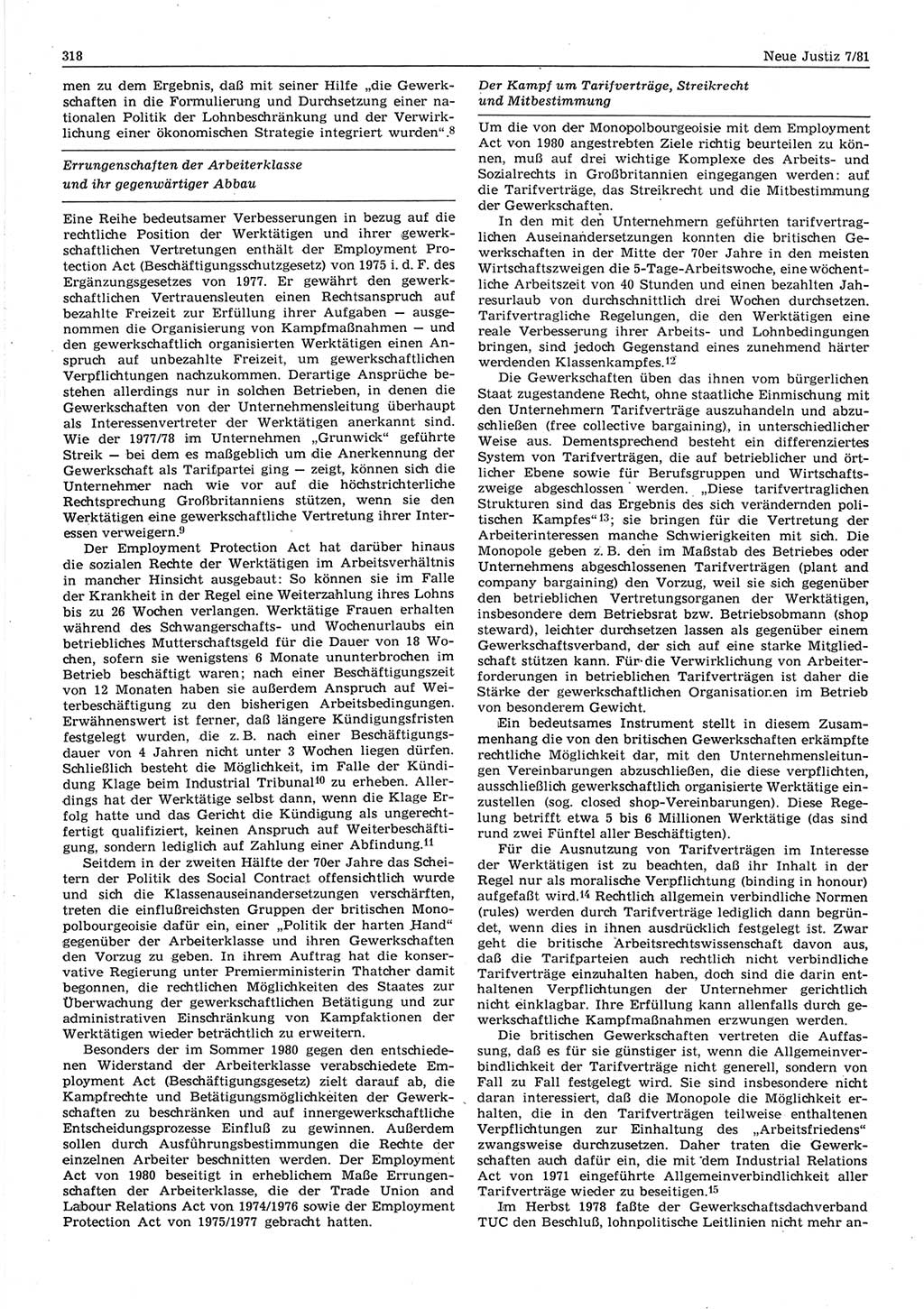 Neue Justiz (NJ), Zeitschrift für sozialistisches Recht und Gesetzlichkeit [Deutsche Demokratische Republik (DDR)], 35. Jahrgang 1981, Seite 318 (NJ DDR 1981, S. 318)