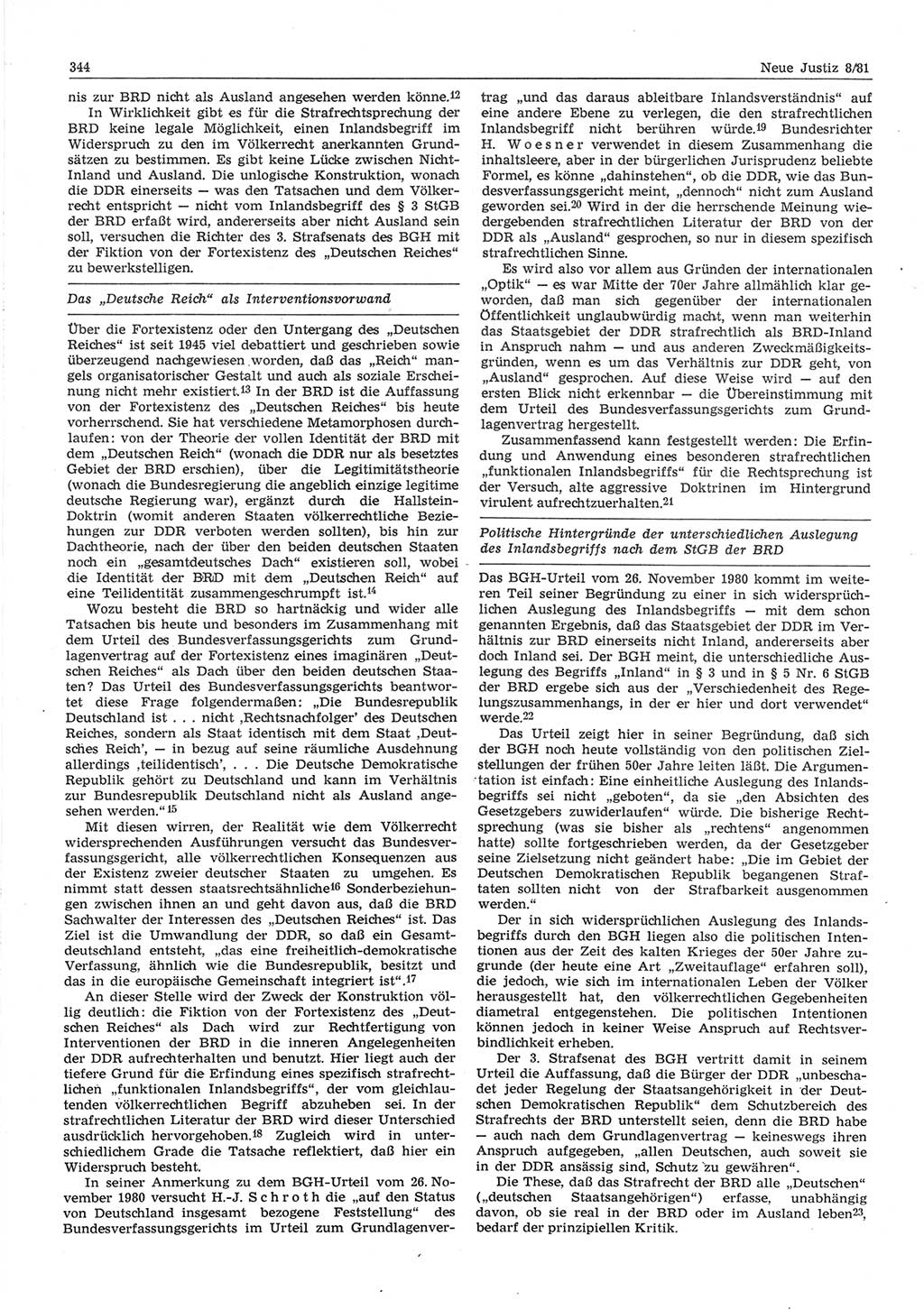 Neue Justiz (NJ), Zeitschrift für sozialistisches Recht und Gesetzlichkeit [Deutsche Demokratische Republik (DDR)], 35. Jahrgang 1981, Seite 344 (NJ DDR 1981, S. 344)