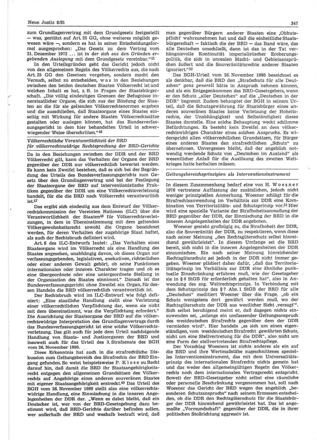 Neue Justiz (NJ), Zeitschrift für sozialistisches Recht und Gesetzlichkeit [Deutsche Demokratische Republik (DDR)], 35. Jahrgang 1981, Seite 347 (NJ DDR 1981, S. 347)