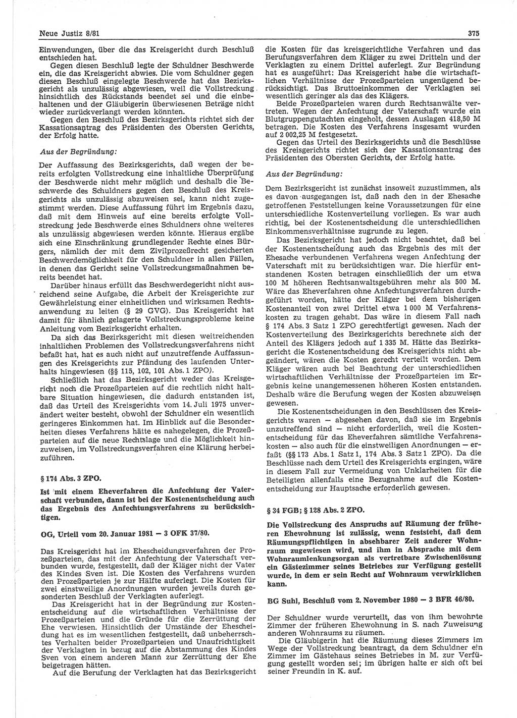 Neue Justiz (NJ), Zeitschrift für sozialistisches Recht und Gesetzlichkeit [Deutsche Demokratische Republik (DDR)], 35. Jahrgang 1981, Seite 375 (NJ DDR 1981, S. 375)