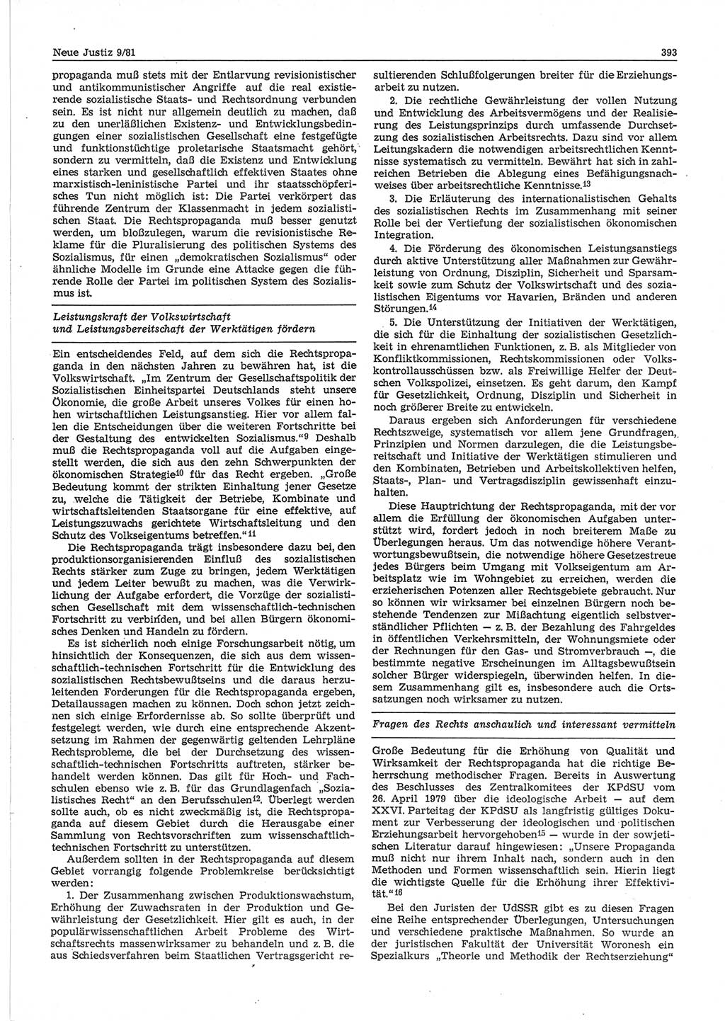 Neue Justiz (NJ), Zeitschrift für sozialistisches Recht und Gesetzlichkeit [Deutsche Demokratische Republik (DDR)], 35. Jahrgang 1981, Seite 393 (NJ DDR 1981, S. 393)