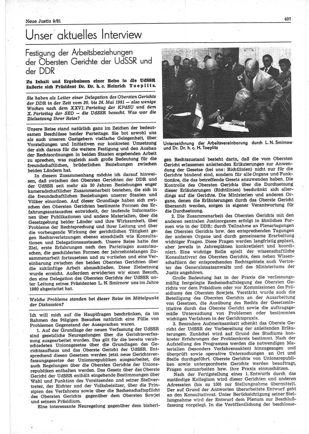 Neue Justiz (NJ), Zeitschrift für sozialistisches Recht und Gesetzlichkeit [Deutsche Demokratische Republik (DDR)], 35. Jahrgang 1981, Seite 407 (NJ DDR 1981, S. 407)