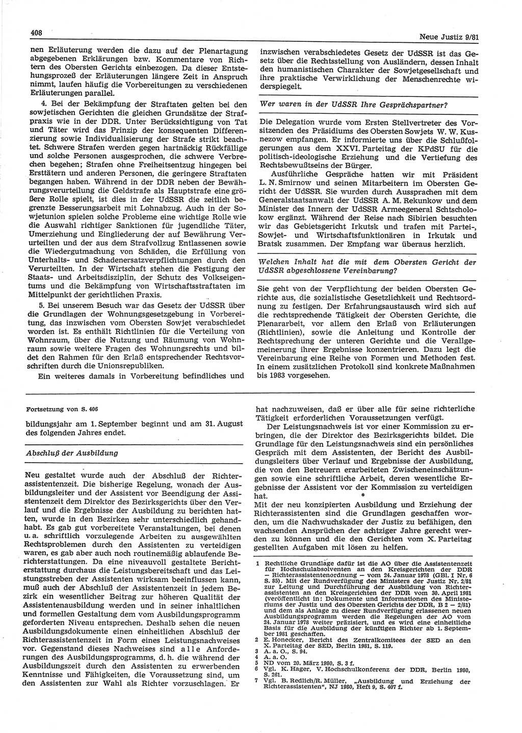 Neue Justiz (NJ), Zeitschrift für sozialistisches Recht und Gesetzlichkeit [Deutsche Demokratische Republik (DDR)], 35. Jahrgang 1981, Seite 408 (NJ DDR 1981, S. 408)