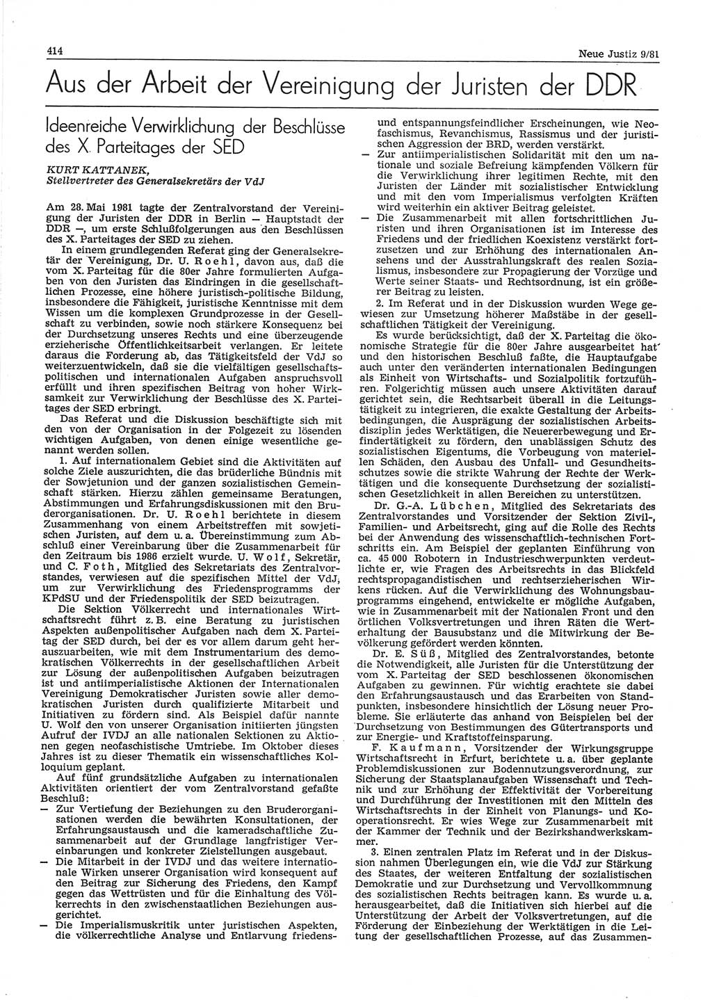 Neue Justiz (NJ), Zeitschrift für sozialistisches Recht und Gesetzlichkeit [Deutsche Demokratische Republik (DDR)], 35. Jahrgang 1981, Seite 414 (NJ DDR 1981, S. 414)