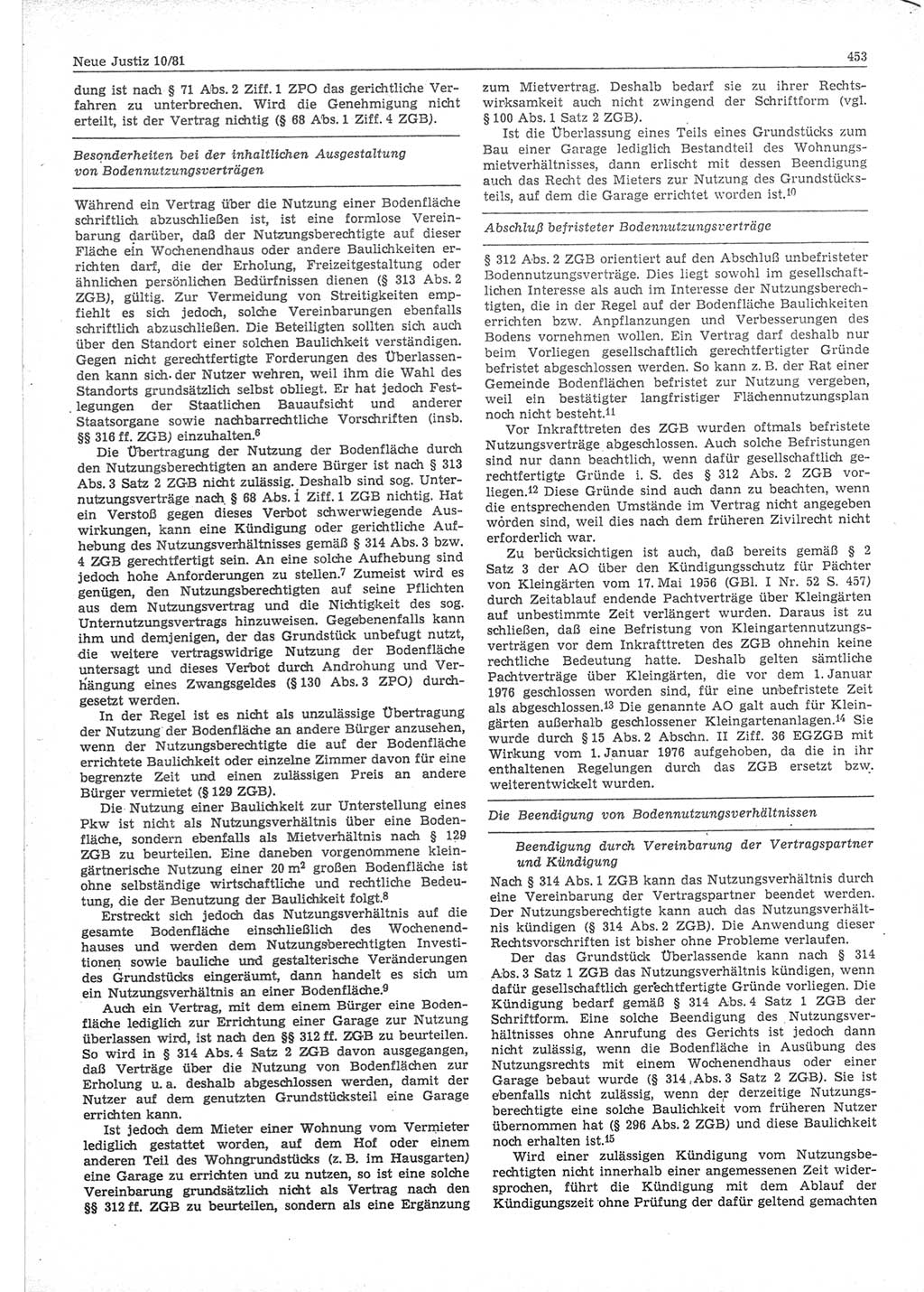 Neue Justiz (NJ), Zeitschrift für sozialistisches Recht und Gesetzlichkeit [Deutsche Demokratische Republik (DDR)], 35. Jahrgang 1981, Seite 453 (NJ DDR 1981, S. 453)