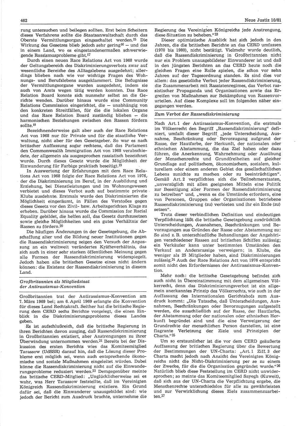 Neue Justiz (NJ), Zeitschrift für sozialistisches Recht und Gesetzlichkeit [Deutsche Demokratische Republik (DDR)], 35. Jahrgang 1981, Seite 462 (NJ DDR 1981, S. 462)