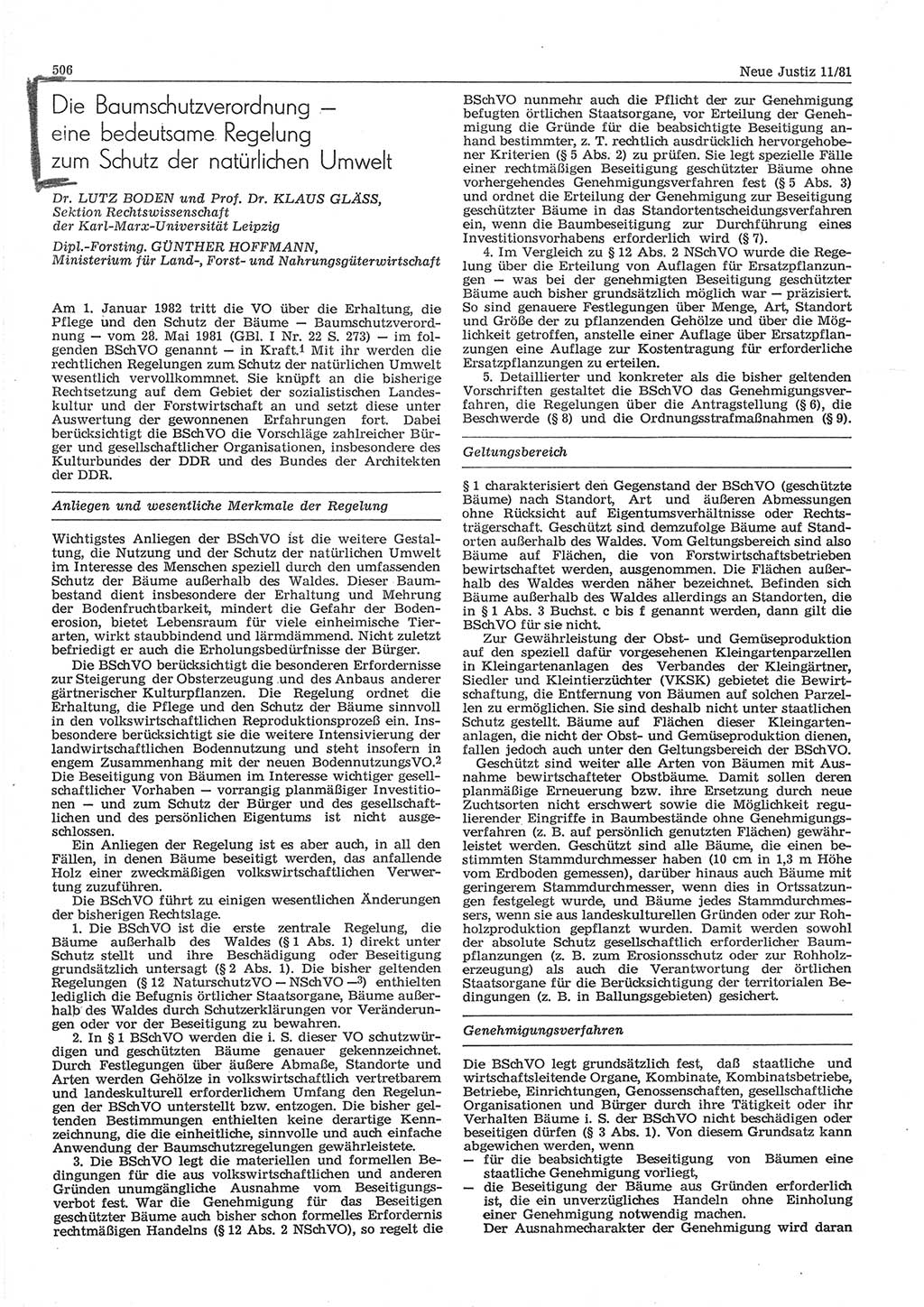 Neue Justiz (NJ), Zeitschrift für sozialistisches Recht und Gesetzlichkeit [Deutsche Demokratische Republik (DDR)], 35. Jahrgang 1981, Seite 506 (NJ DDR 1981, S. 506)