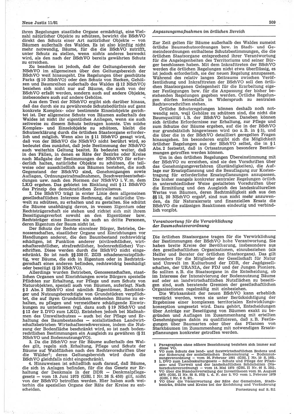 Neue Justiz (NJ), Zeitschrift für sozialistisches Recht und Gesetzlichkeit [Deutsche Demokratische Republik (DDR)], 35. Jahrgang 1981, Seite 509 (NJ DDR 1981, S. 509)