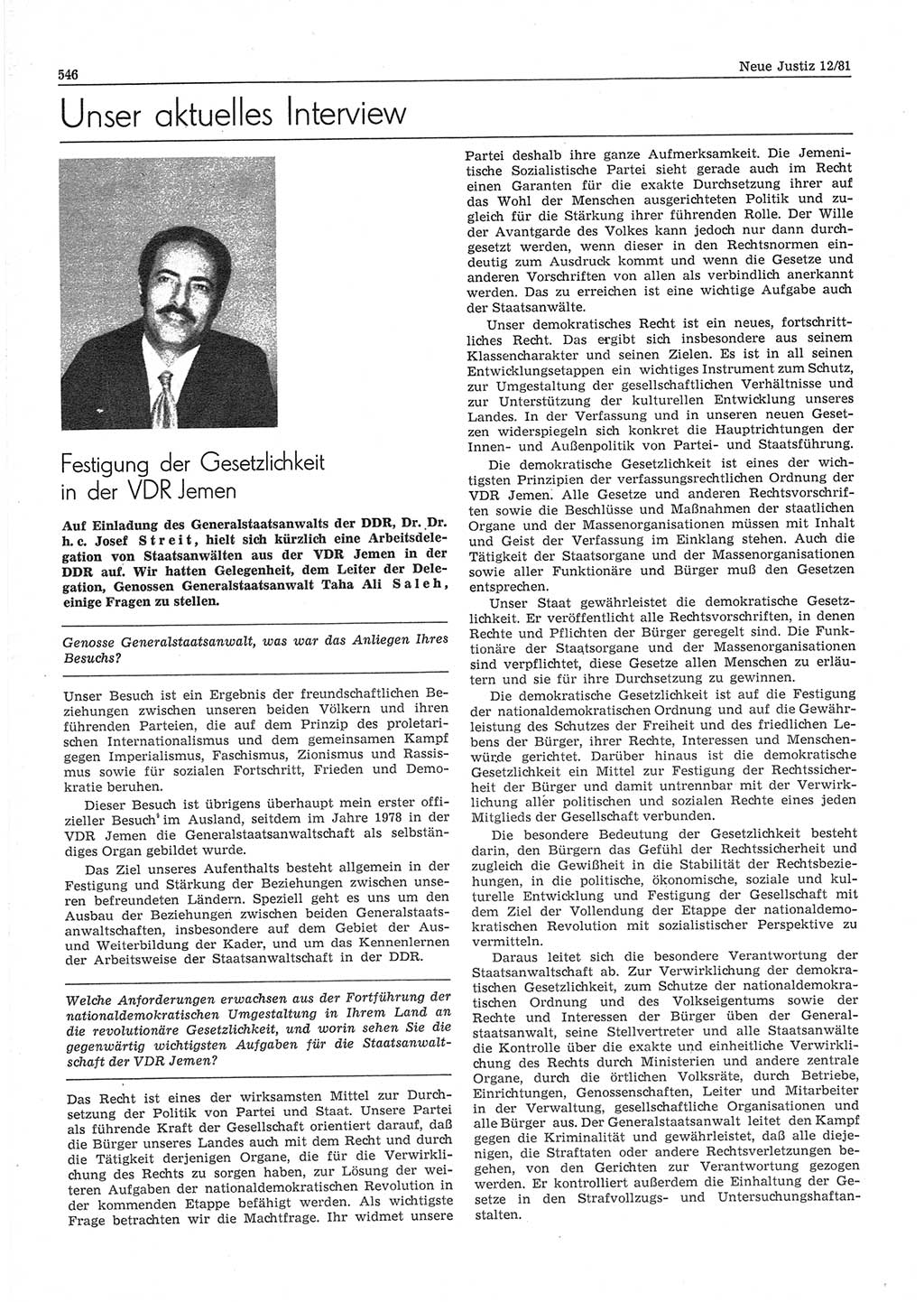 Neue Justiz (NJ), Zeitschrift für sozialistisches Recht und Gesetzlichkeit [Deutsche Demokratische Republik (DDR)], 35. Jahrgang 1981, Seite 546 (NJ DDR 1981, S. 546)