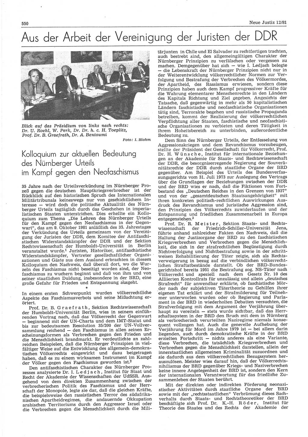 Neue Justiz (NJ), Zeitschrift für sozialistisches Recht und Gesetzlichkeit [Deutsche Demokratische Republik (DDR)], 35. Jahrgang 1981, Seite 550 (NJ DDR 1981, S. 550)