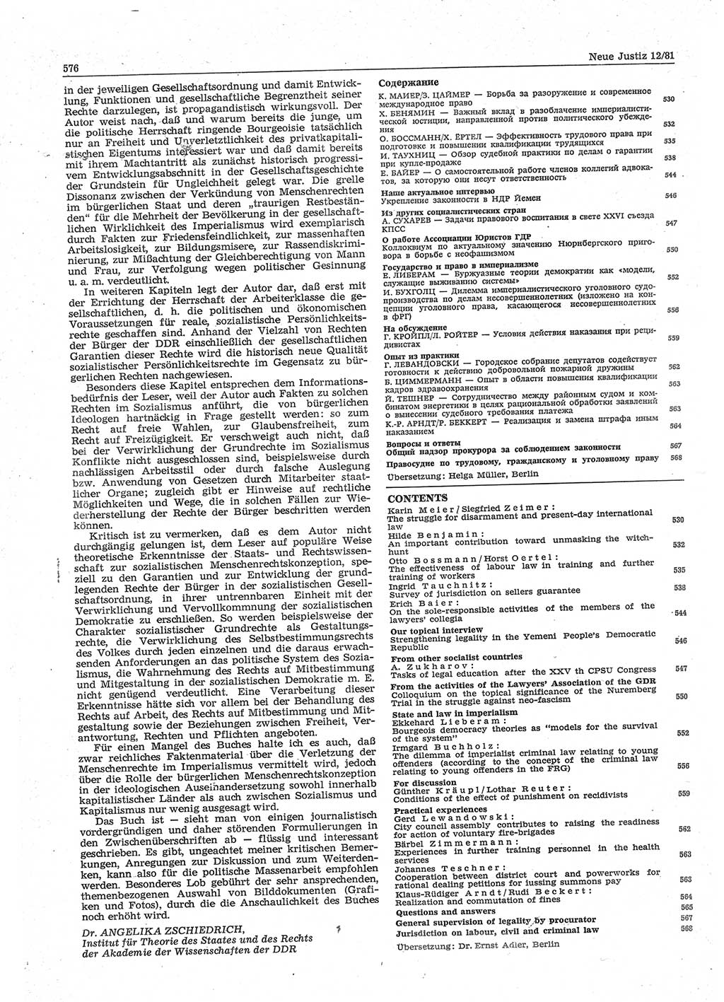 Neue Justiz (NJ), Zeitschrift für sozialistisches Recht und Gesetzlichkeit [Deutsche Demokratische Republik (DDR)], 35. Jahrgang 1981, Seite 576 (NJ DDR 1981, S. 576)