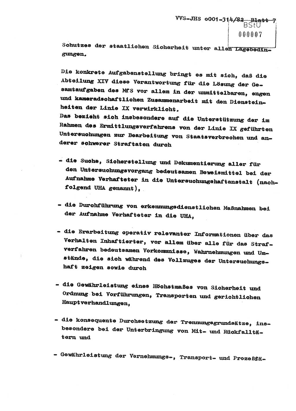 Diplomarbeit Hauptmann Wolfgang Schröder (Abt. ⅩⅣ), Ministerium für Staatssicherheit (MfS) [Deutsche Demokratische Republik (DDR)], Juristische Hochschule (JHS), Vertrauliche Verschlußsache (VVS) o001-314/82, Potsdam 1982, Seite 7 (Dipl.-Arb. MfS DDR JHS VVS o001-314/82 1982, S. 7)