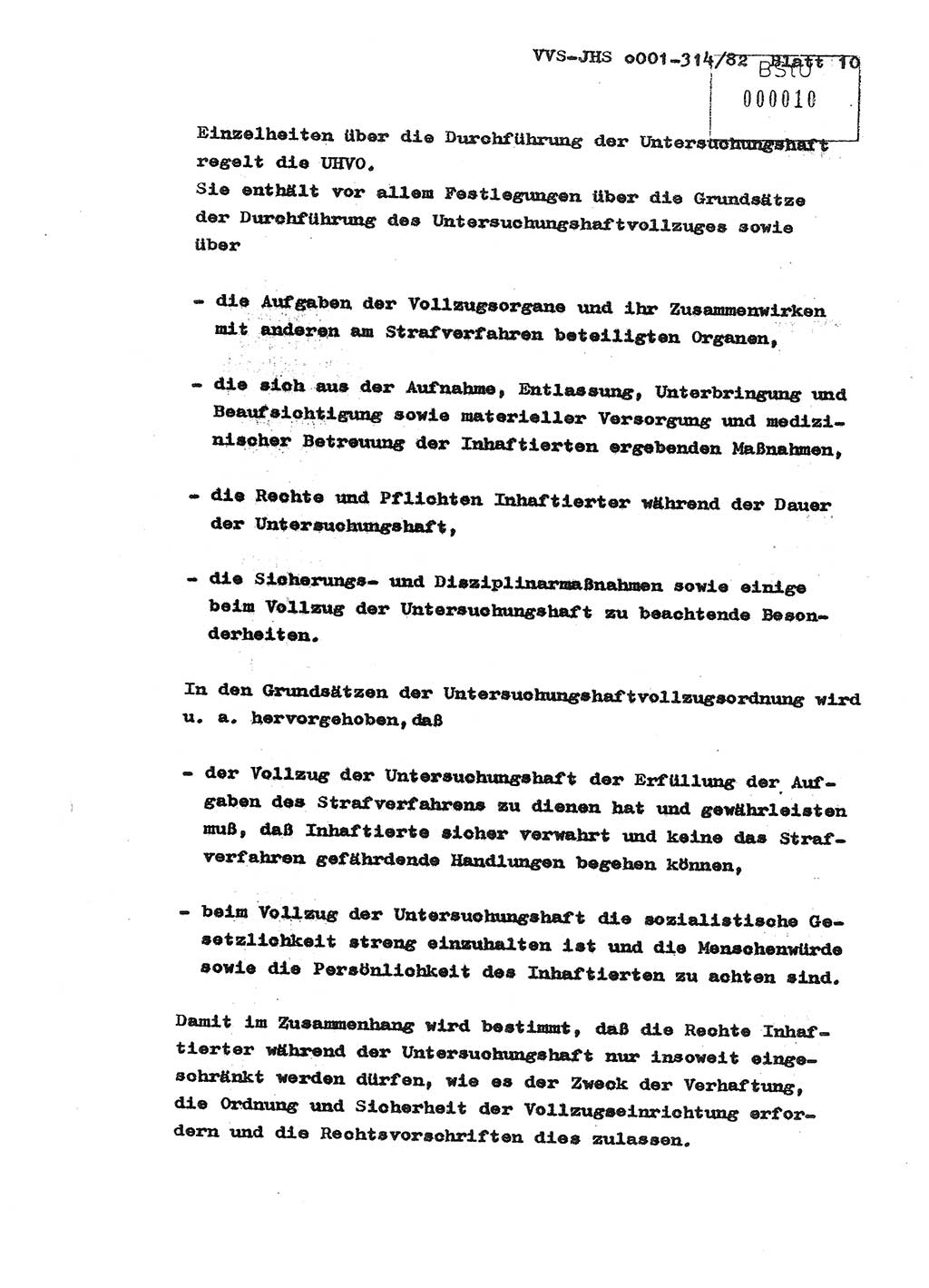 Diplomarbeit Hauptmann Wolfgang Schröder (Abt. ⅩⅣ), Ministerium für Staatssicherheit (MfS) [Deutsche Demokratische Republik (DDR)], Juristische Hochschule (JHS), Vertrauliche Verschlußsache (VVS) o001-314/82, Potsdam 1982, Seite 10 (Dipl.-Arb. MfS DDR JHS VVS o001-314/82 1982, S. 10)