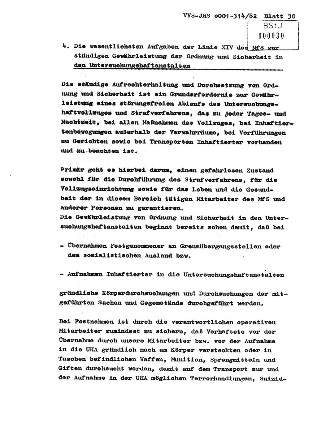 Diplomarbeit Hauptmann Wolfgang Schröder (Abt. ⅩⅣ), Ministerium für Staatssicherheit (MfS) [Deutsche Demokratische Republik (DDR)], Juristische Hochschule (JHS), Vertrauliche Verschlußsache (VVS) o001-314/82, Potsdam 1982, Seite 30 (Dipl.-Arb. MfS DDR JHS VVS o001-314/82 1982, S. 30)