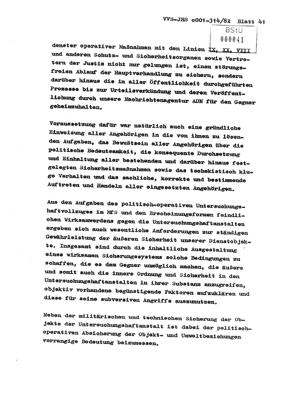 Diplomarbeit Hauptmann Wolfgang Schröder (Abt. ⅩⅣ), Ministerium für Staatssicherheit (MfS) [Deutsche Demokratische Republik (DDR)], Juristische Hochschule (JHS), Vertrauliche Verschlußsache (VVS) o001-314/82, Potsdam 1982, Seite 41 (Dipl.-Arb. MfS DDR JHS VVS o001-314/82 1982, S. 41)