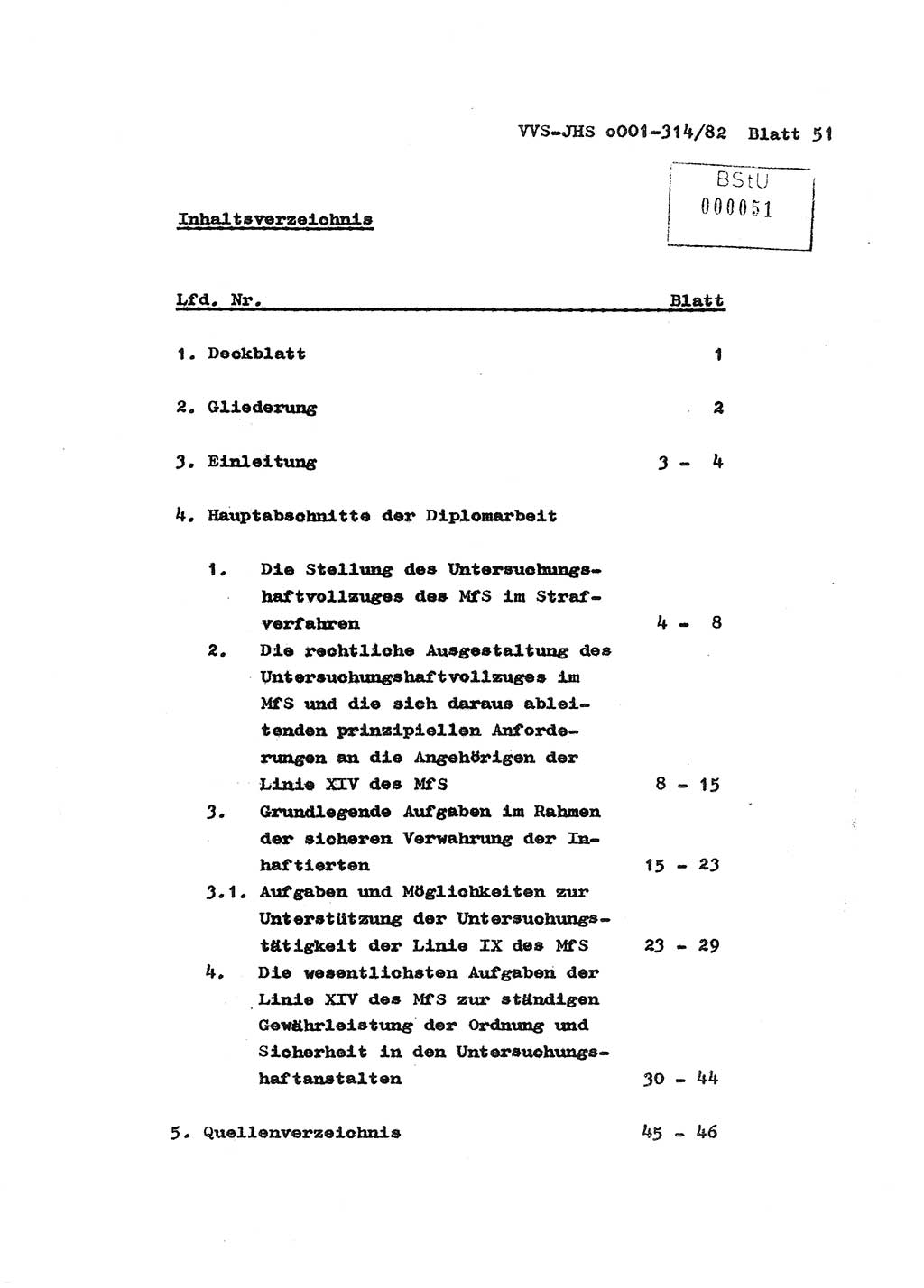 Diplomarbeit Hauptmann Wolfgang Schröder (Abt. ⅩⅣ), Ministerium für Staatssicherheit (MfS) [Deutsche Demokratische Republik (DDR)], Juristische Hochschule (JHS), Vertrauliche Verschlußsache (VVS) o001-314/82, Potsdam 1982, Seite 51 (Dipl.-Arb. MfS DDR JHS VVS o001-314/82 1982, S. 51)