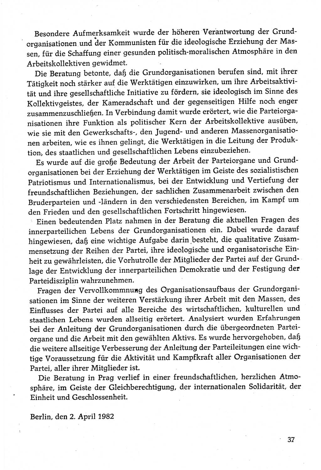 Dokumente der Sozialistischen Einheitspartei Deutschlands (SED) [Deutsche Demokratische Republik (DDR)] 1982-1983, Seite 37 (Dok. SED DDR 1982-1983, S. 37)