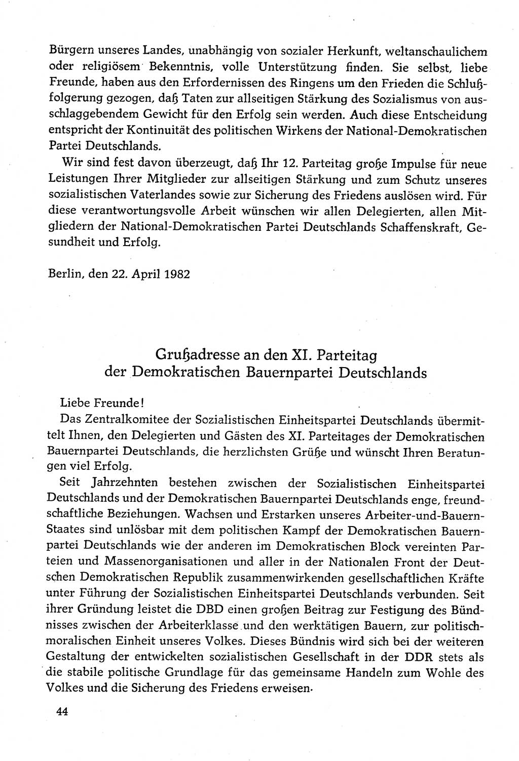 Dokumente der Sozialistischen Einheitspartei Deutschlands (SED) [Deutsche Demokratische Republik (DDR)] 1982-1983, Seite 44 (Dok. SED DDR 1982-1983, S. 44)