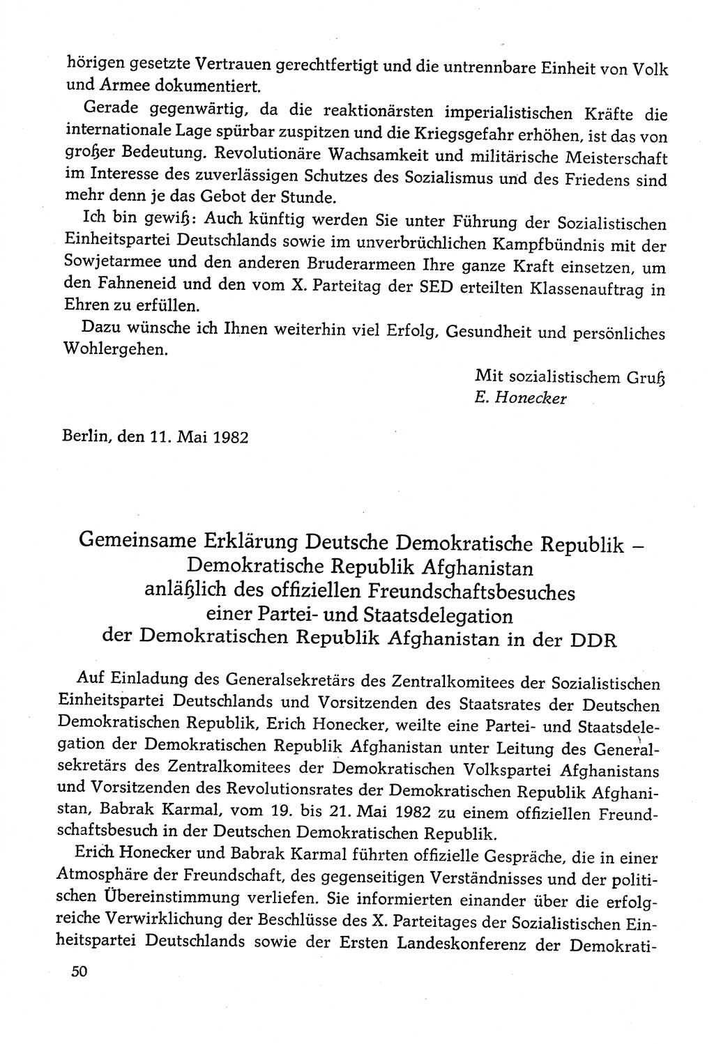 Dokumente der Sozialistischen Einheitspartei Deutschlands (SED) [Deutsche Demokratische Republik (DDR)] 1982-1983, Seite 50 (Dok. SED DDR 1982-1983, S. 50)