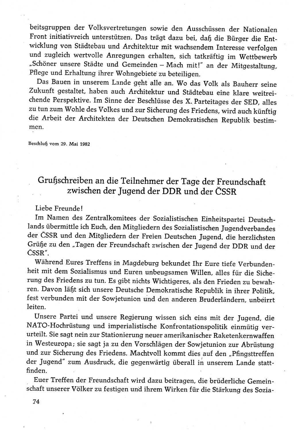 Dokumente der Sozialistischen Einheitspartei Deutschlands (SED) [Deutsche Demokratische Republik (DDR)] 1982-1983, Seite 74 (Dok. SED DDR 1982-1983, S. 74)