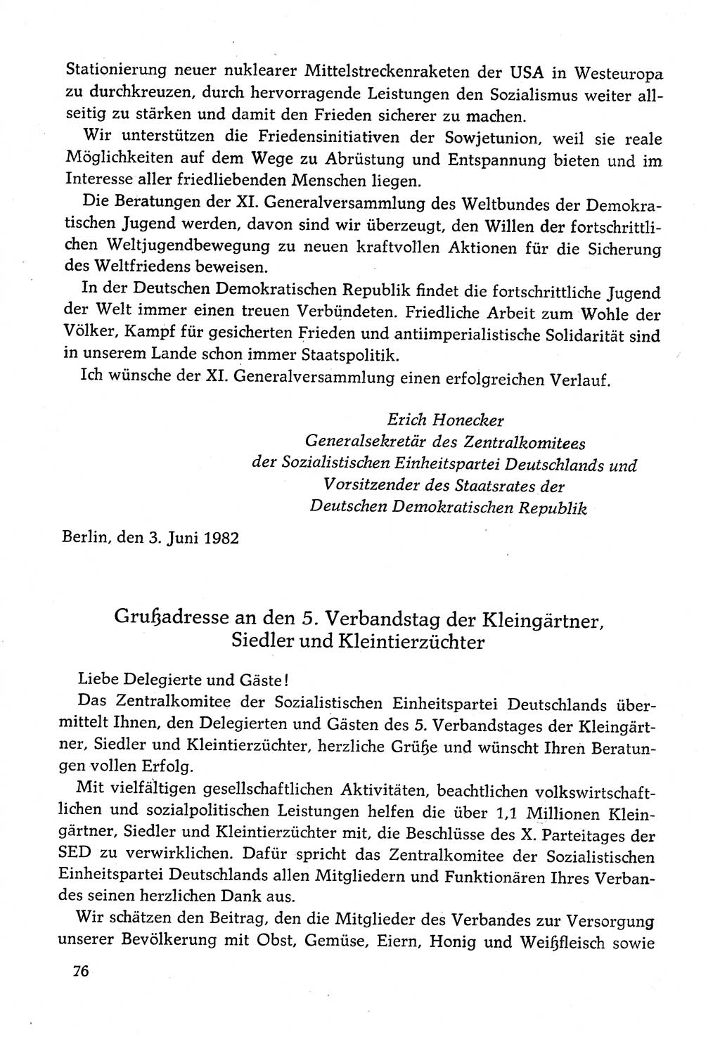 Dokumente der Sozialistischen Einheitspartei Deutschlands (SED) [Deutsche Demokratische Republik (DDR)] 1982-1983, Seite 76 (Dok. SED DDR 1982-1983, S. 76)