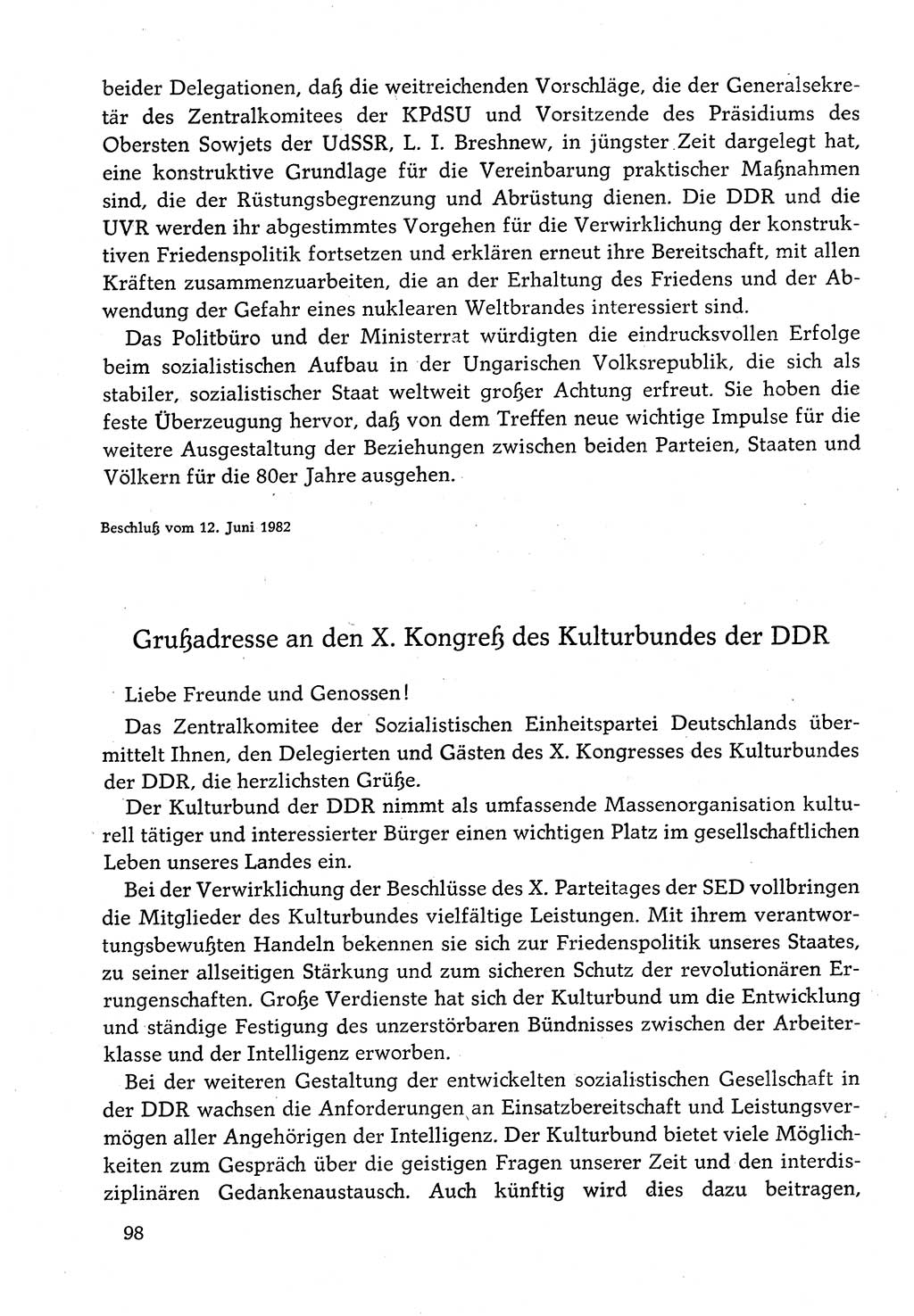 Dokumente der Sozialistischen Einheitspartei Deutschlands (SED) [Deutsche Demokratische Republik (DDR)] 1982-1983, Seite 98 (Dok. SED DDR 1982-1983, S. 98)