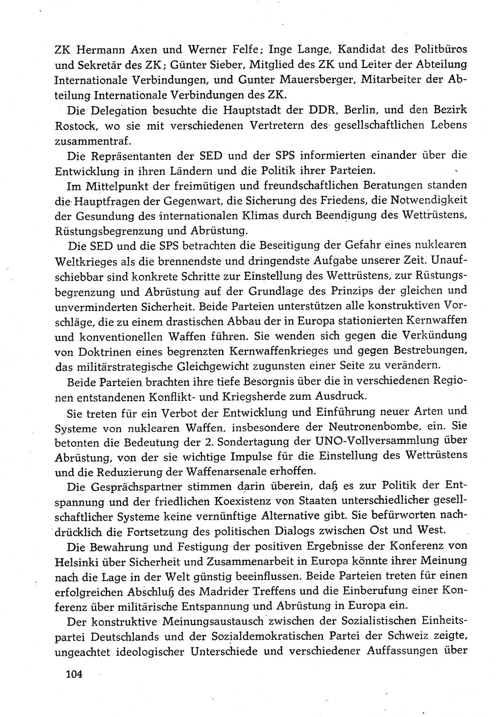 Dokumente der Sozialistischen Einheitspartei Deutschlands (SED) [Deutsche Demokratische Republik (DDR)] 1982-1983, Seite 104 (Dok. SED DDR 1982-1983, S. 104)