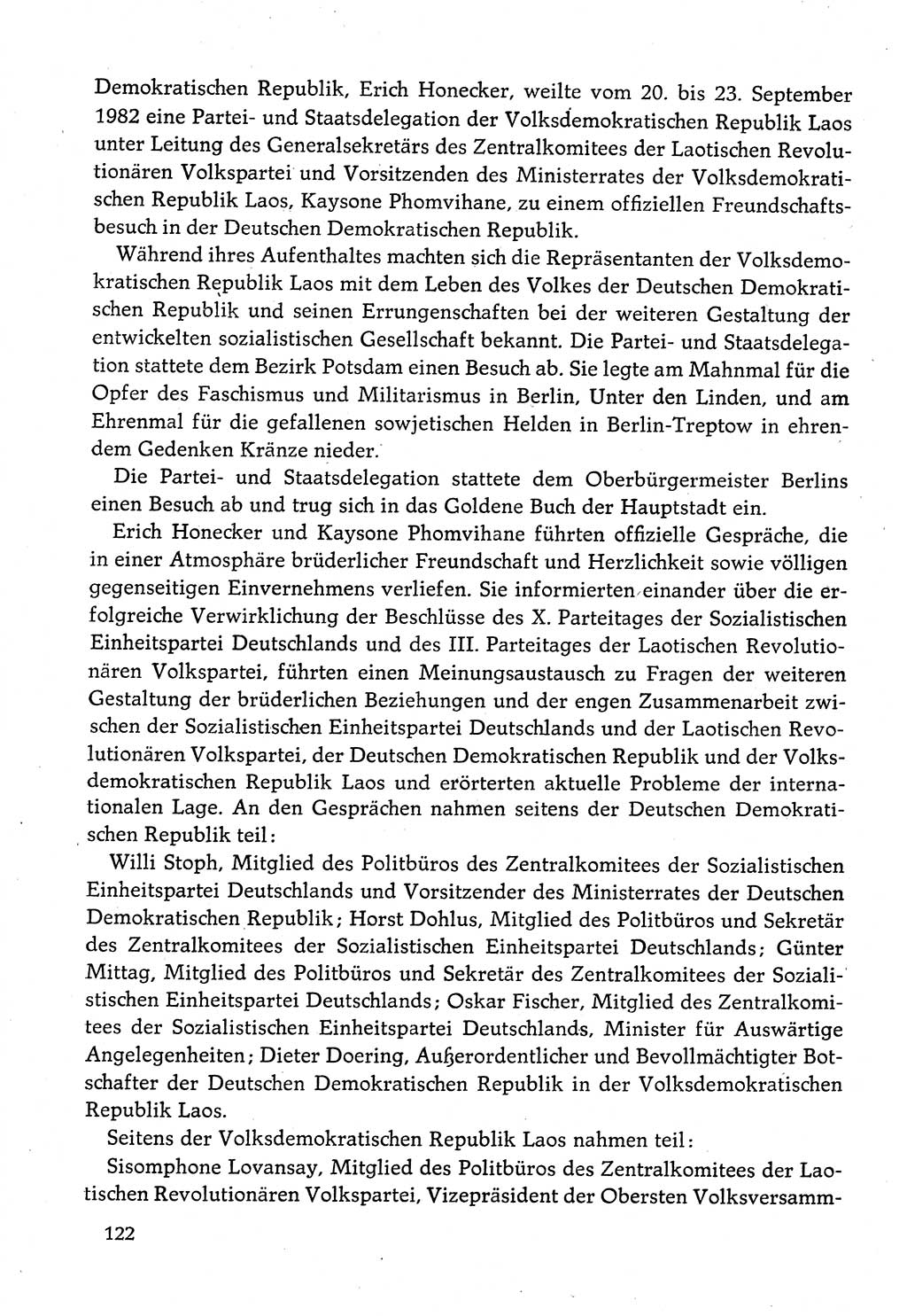 Dokumente der Sozialistischen Einheitspartei Deutschlands (SED) [Deutsche Demokratische Republik (DDR)] 1982-1983, Seite 122 (Dok. SED DDR 1982-1983, S. 122)