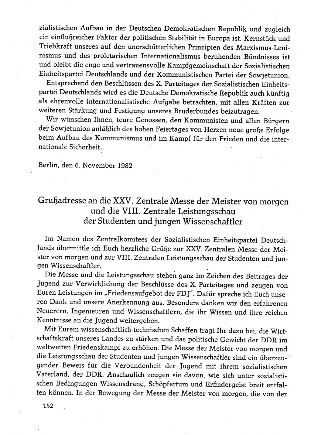 Dokumente der Sozialistischen Einheitspartei Deutschlands (SED) [Deutsche Demokratische Republik (DDR)] 1982-1983, Seite 152 (Dok. SED DDR 1982-1983, S. 152)