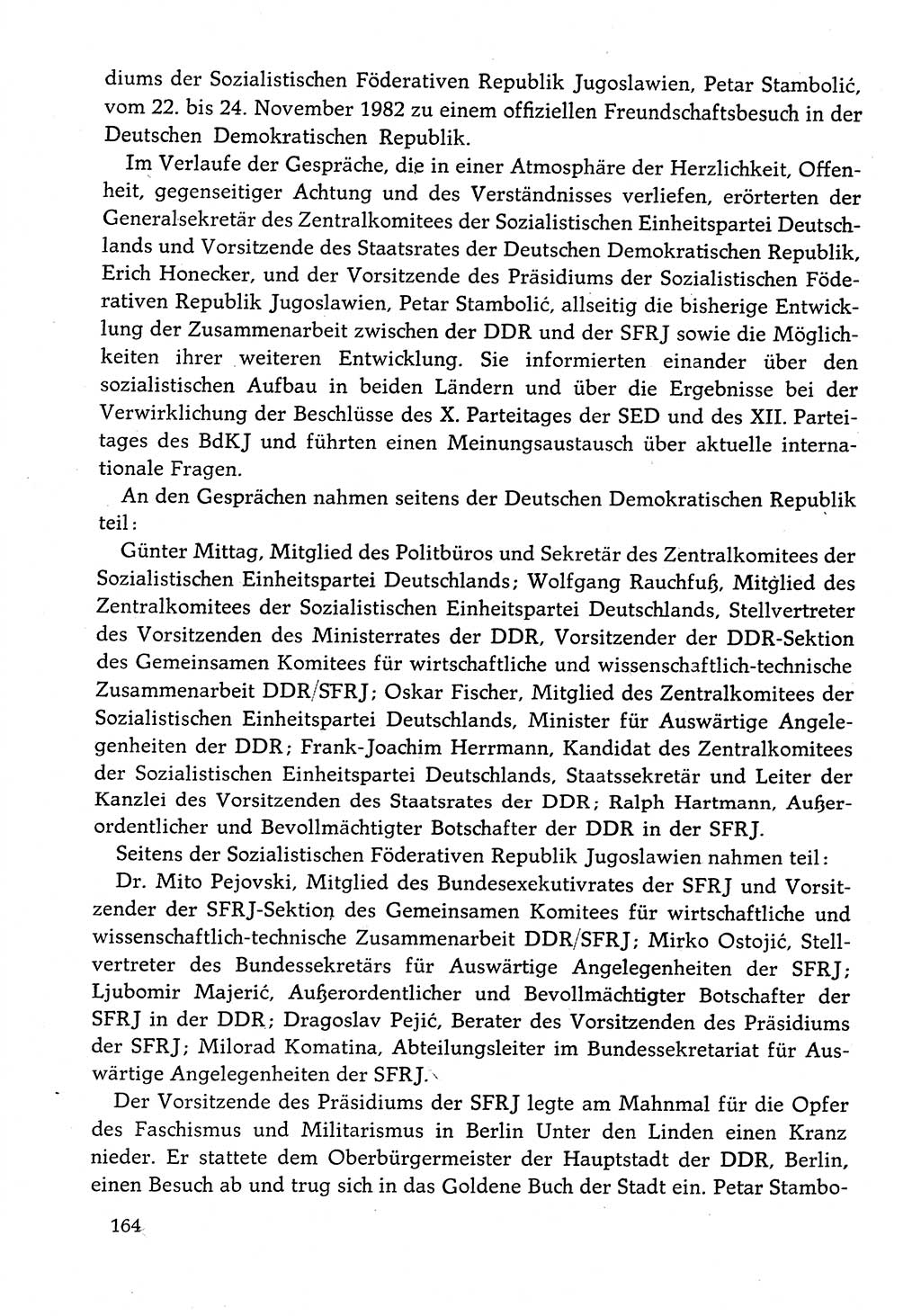 Dokumente der Sozialistischen Einheitspartei Deutschlands (SED) [Deutsche Demokratische Republik (DDR)] 1982-1983, Seite 164 (Dok. SED DDR 1982-1983, S. 164)