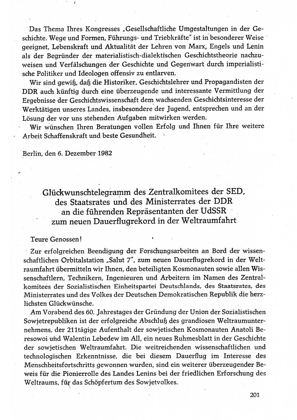 Dokumente der Sozialistischen Einheitspartei Deutschlands (SED) [Deutsche Demokratische Republik (DDR)] 1982-1983, Seite 201 (Dok. SED DDR 1982-1983, S. 201)