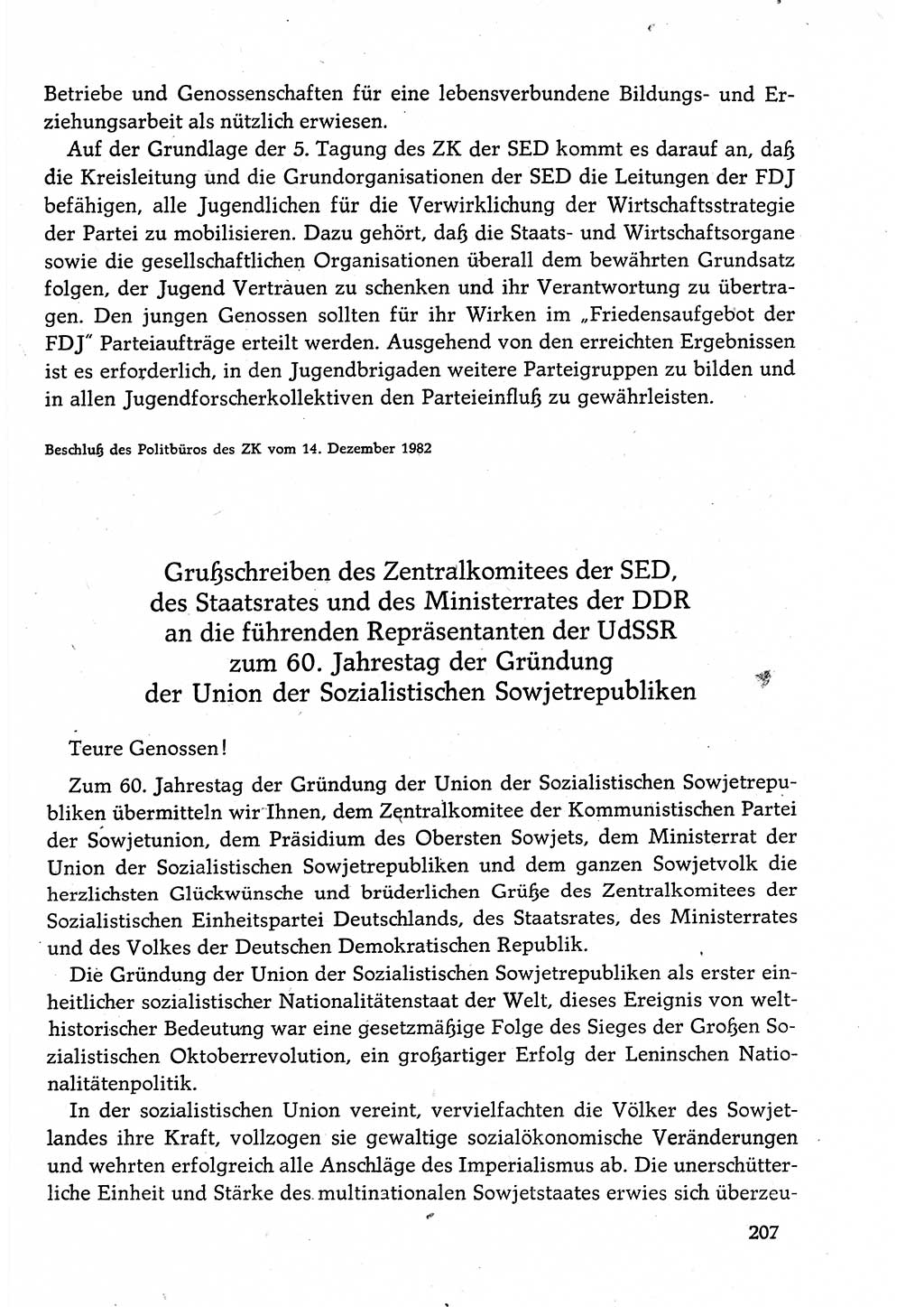 Dokumente der Sozialistischen Einheitspartei Deutschlands (SED) [Deutsche Demokratische Republik (DDR)] 1982-1983, Seite 207 (Dok. SED DDR 1982-1983, S. 207)