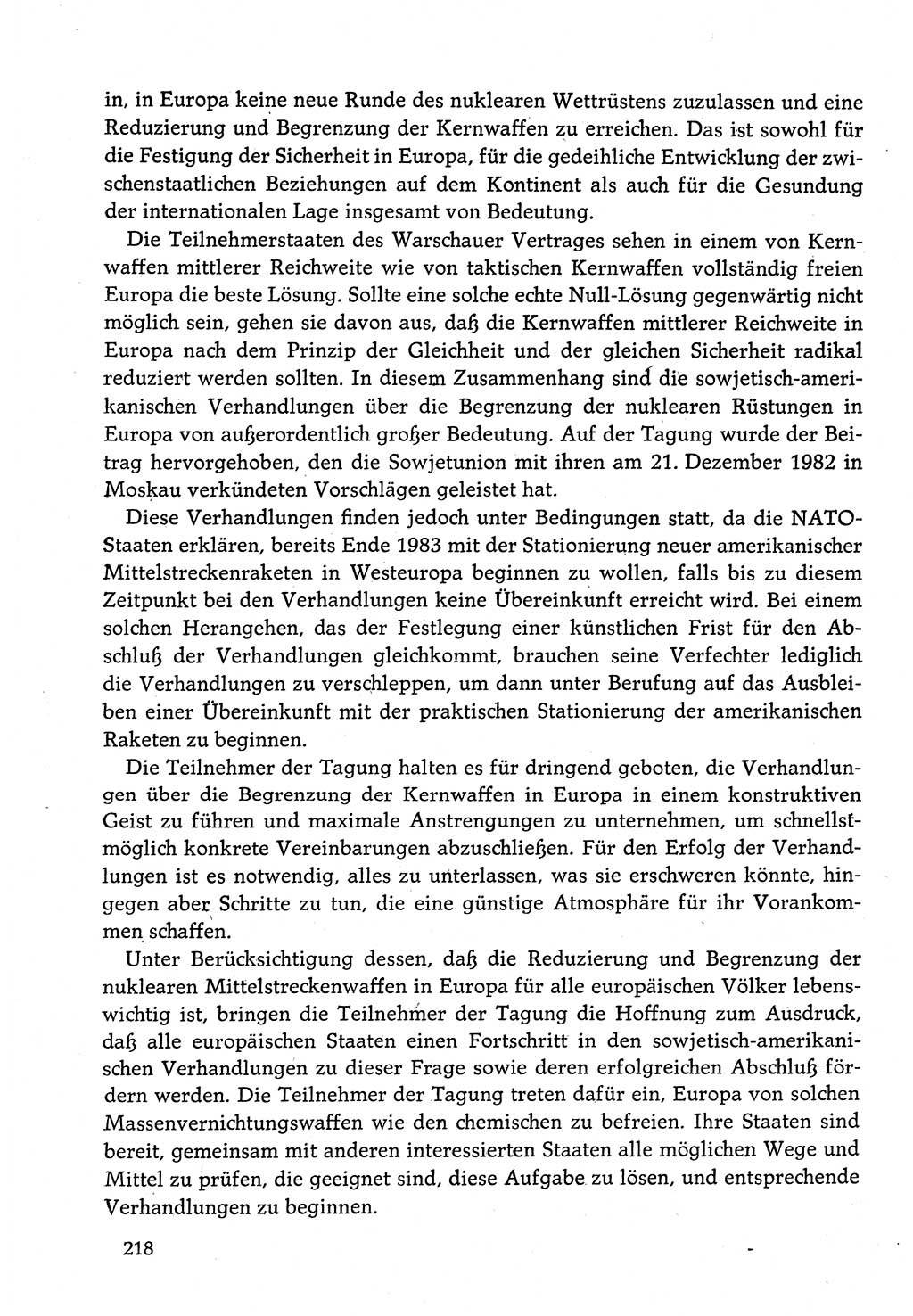 Dokumente der Sozialistischen Einheitspartei Deutschlands (SED) [Deutsche Demokratische Republik (DDR)] 1982-1983, Seite 218 (Dok. SED DDR 1982-1983, S. 218)