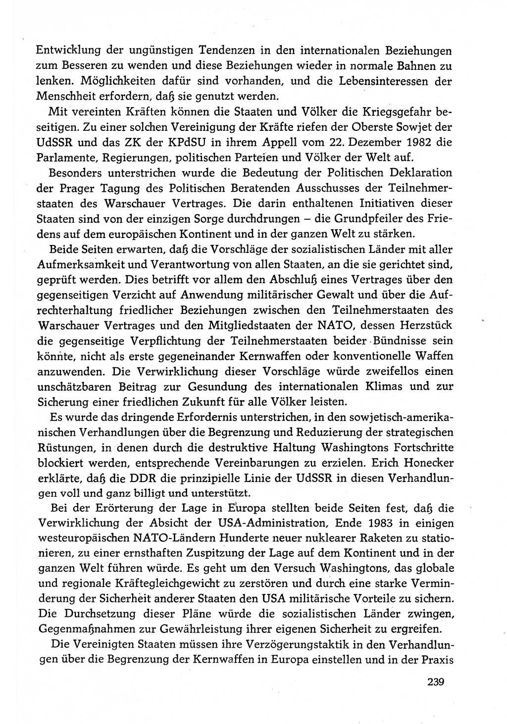 Dokumente der Sozialistischen Einheitspartei Deutschlands (SED) [Deutsche Demokratische Republik (DDR)] 1982-1983, Seite 239 (Dok. SED DDR 1982-1983, S. 239)