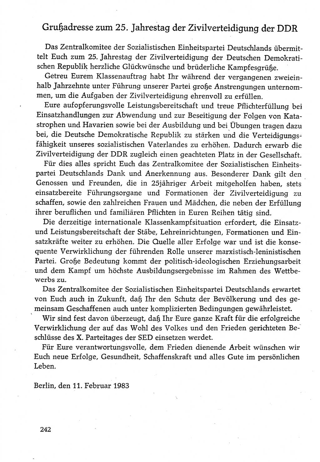 Dokumente der Sozialistischen Einheitspartei Deutschlands (SED) [Deutsche Demokratische Republik (DDR)] 1982-1983, Seite 242 (Dok. SED DDR 1982-1983, S. 242)