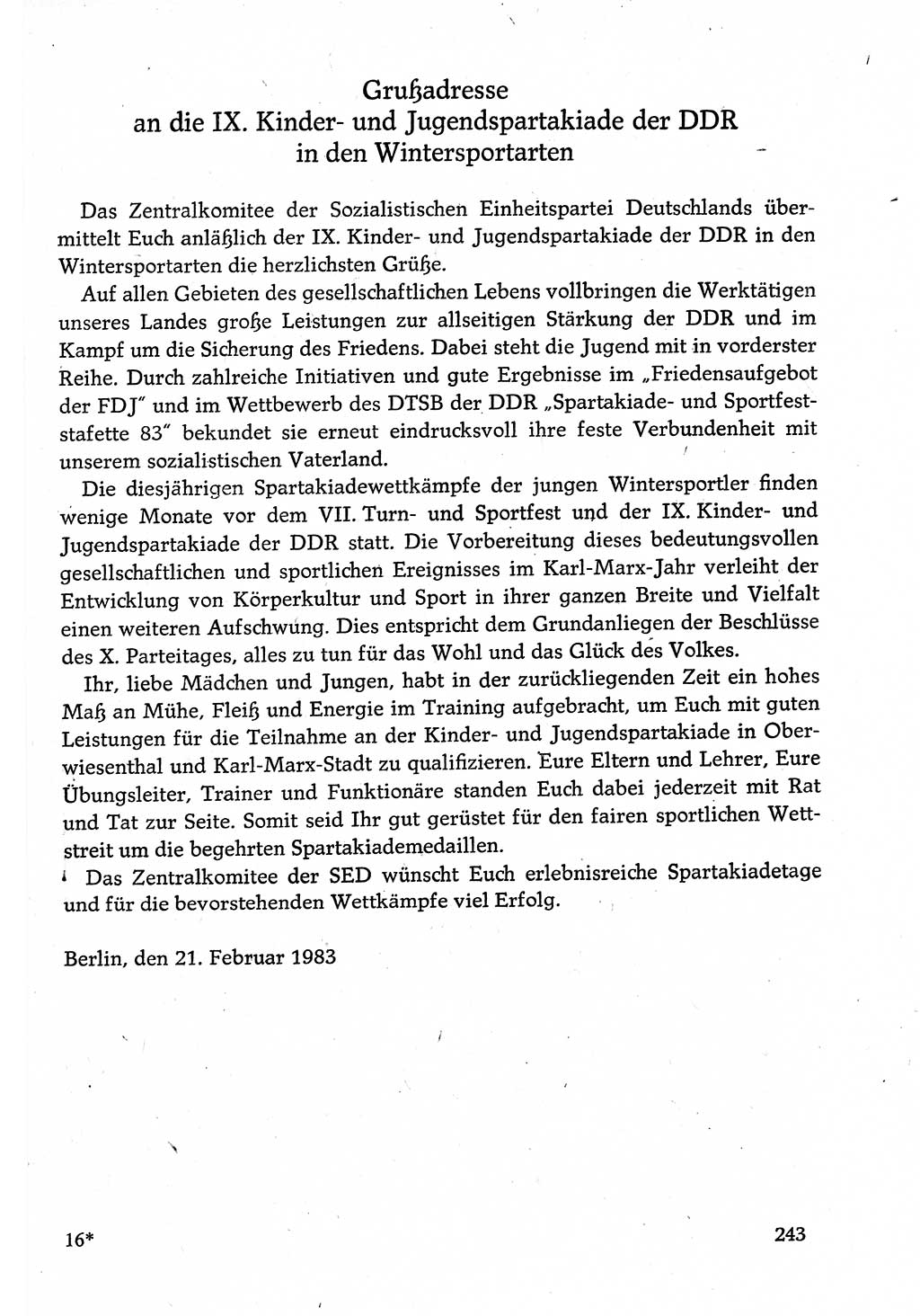 Dokumente der Sozialistischen Einheitspartei Deutschlands (SED) [Deutsche Demokratische Republik (DDR)] 1982-1983, Seite 243 (Dok. SED DDR 1982-1983, S. 243)