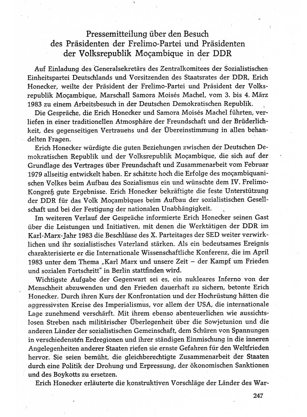 Dokumente der Sozialistischen Einheitspartei Deutschlands (SED) [Deutsche Demokratische Republik (DDR)] 1982-1983, Seite 247 (Dok. SED DDR 1982-1983, S. 247)