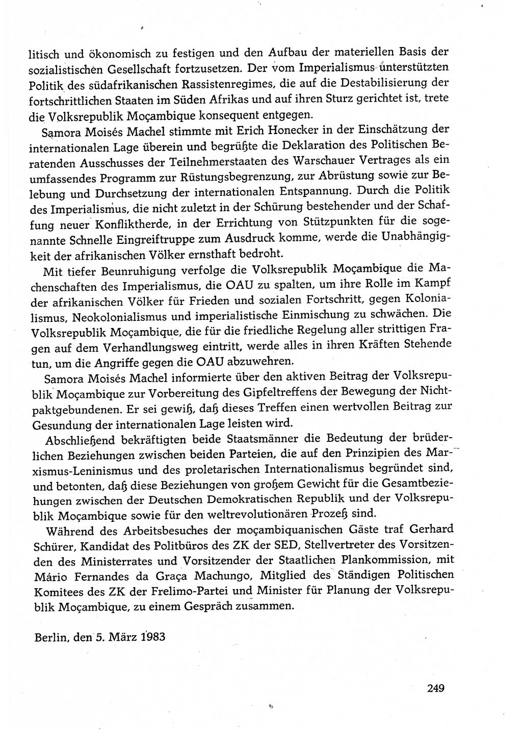 Dokumente der Sozialistischen Einheitspartei Deutschlands (SED) [Deutsche Demokratische Republik (DDR)] 1982-1983, Seite 249 (Dok. SED DDR 1982-1983, S. 249)