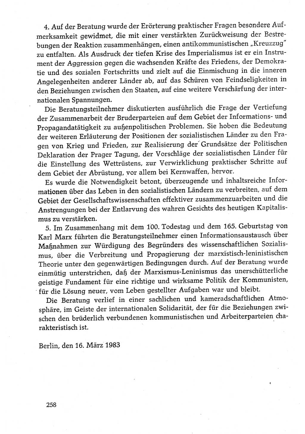 Dokumente der Sozialistischen Einheitspartei Deutschlands (SED) [Deutsche Demokratische Republik (DDR)] 1982-1983, Seite 258 (Dok. SED DDR 1982-1983, S. 258)