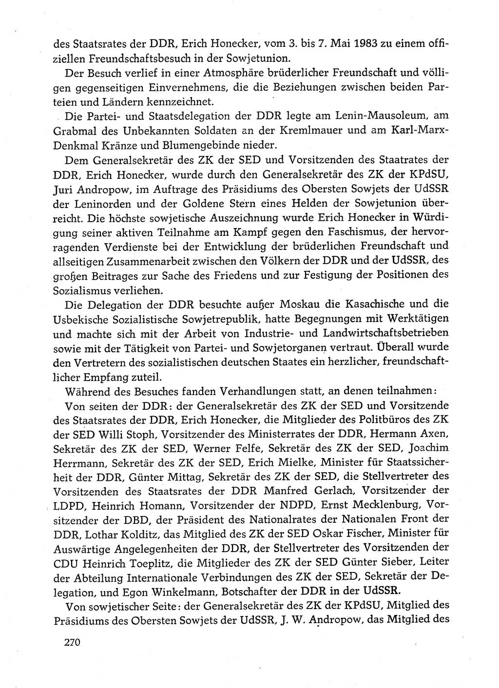 Dokumente der Sozialistischen Einheitspartei Deutschlands (SED) [Deutsche Demokratische Republik (DDR)] 1982-1983, Seite 270 (Dok. SED DDR 1982-1983, S. 270)