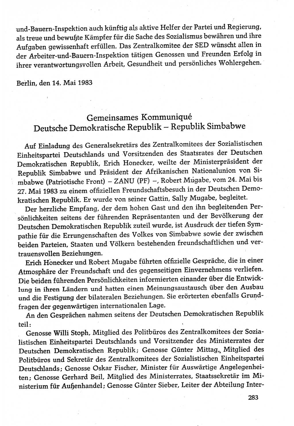 Dokumente der Sozialistischen Einheitspartei Deutschlands (SED) [Deutsche Demokratische Republik (DDR)] 1982-1983, Seite 283 (Dok. SED DDR 1982-1983, S. 283)
