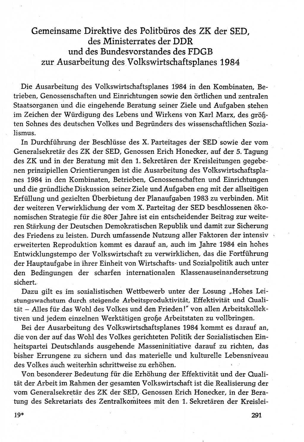 Dokumente der Sozialistischen Einheitspartei Deutschlands (SED) [Deutsche Demokratische Republik (DDR)] 1982-1983, Seite 291 (Dok. SED DDR 1982-1983, S. 291)