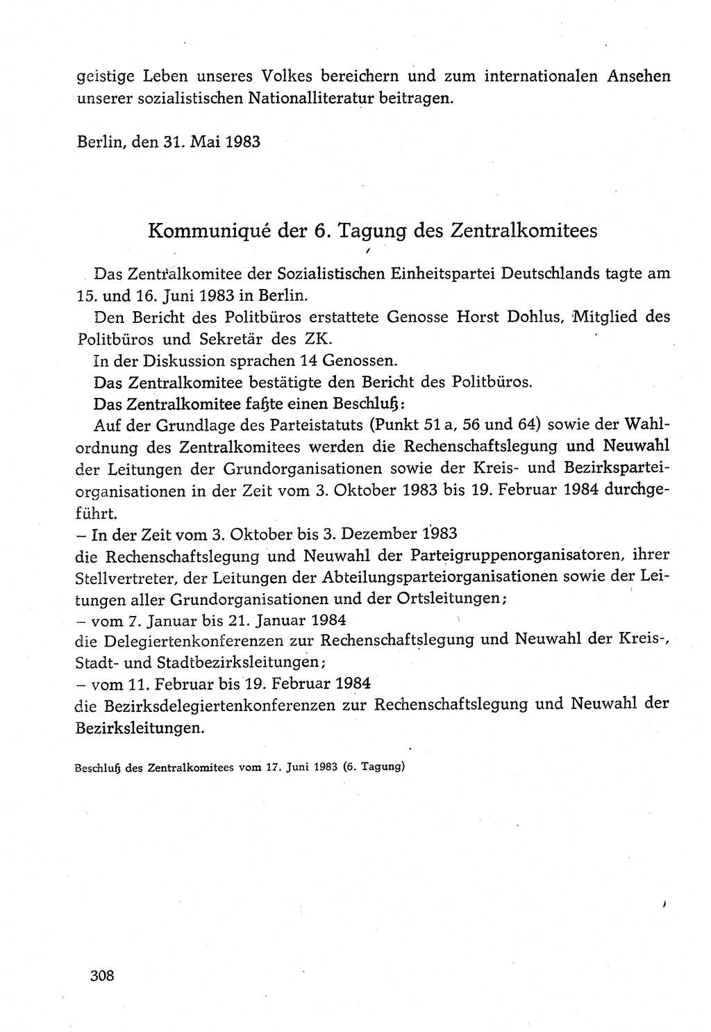 Dokumente der Sozialistischen Einheitspartei Deutschlands (SED) [Deutsche Demokratische Republik (DDR)] 1982-1983, Seite 308 (Dok. SED DDR 1982-1983, S. 308)